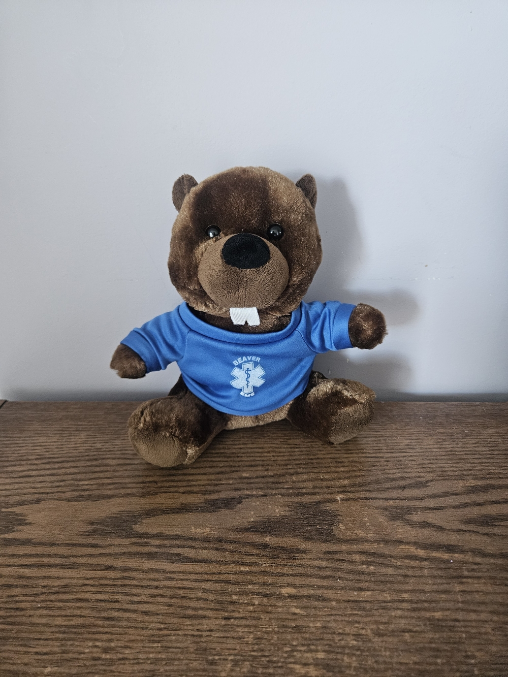 Beaver Plush Toy with Blue Shirt